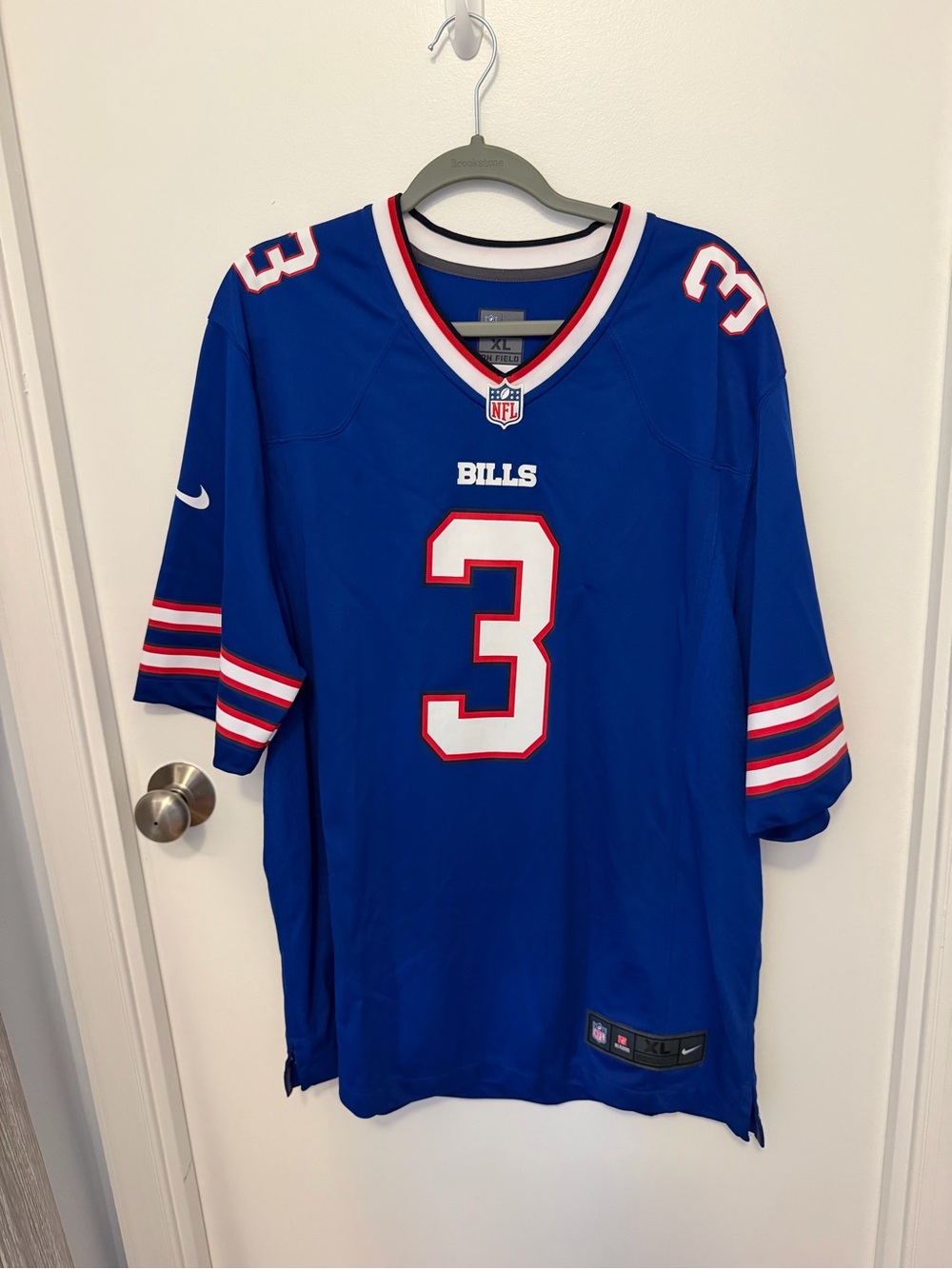 Nike Royal Blue Bills #3 Damar Hamlin Football Jersey with Red & White Accents,